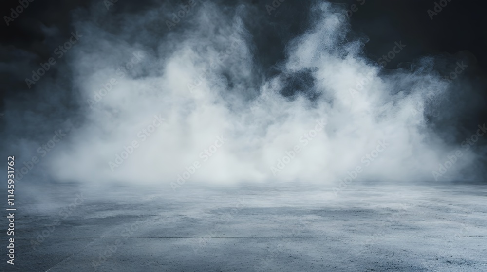 Naklejka premium Smoky Fog Over Concrete Ground Scene