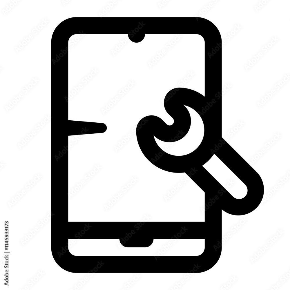 Smartphone Maintenance Simple Line Icon. Single icon, line vector icon Smartphone Maintenance Simple Line Icon. Single icon, line vector icon