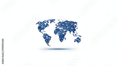 A blue and white logo of the Earth made from triangles, symbolizing modern design, sustainability, and environmental awareness, perfect for eco-friendly projects, corporate branding, and global initia photo