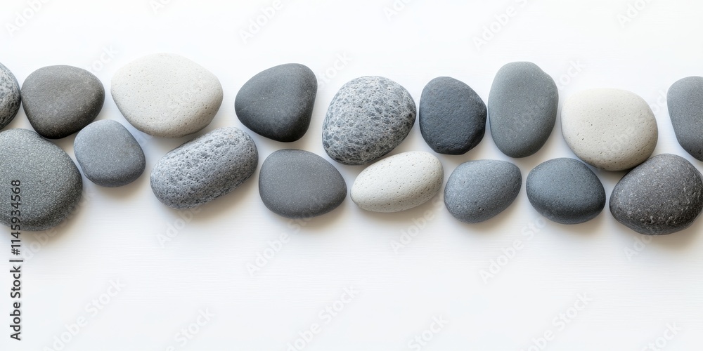 Flat lay composition featuring spa stones arranged thoughtfully, providing ample space for text on a clean white background, perfect for conveying relaxation and wellness themes with spa stones. Flat lay composition featuring spa stones arranged thoughtfully, providing ample space for text on a clean white background, perfect for conveying relaxation and wellness themes with spa stones.
