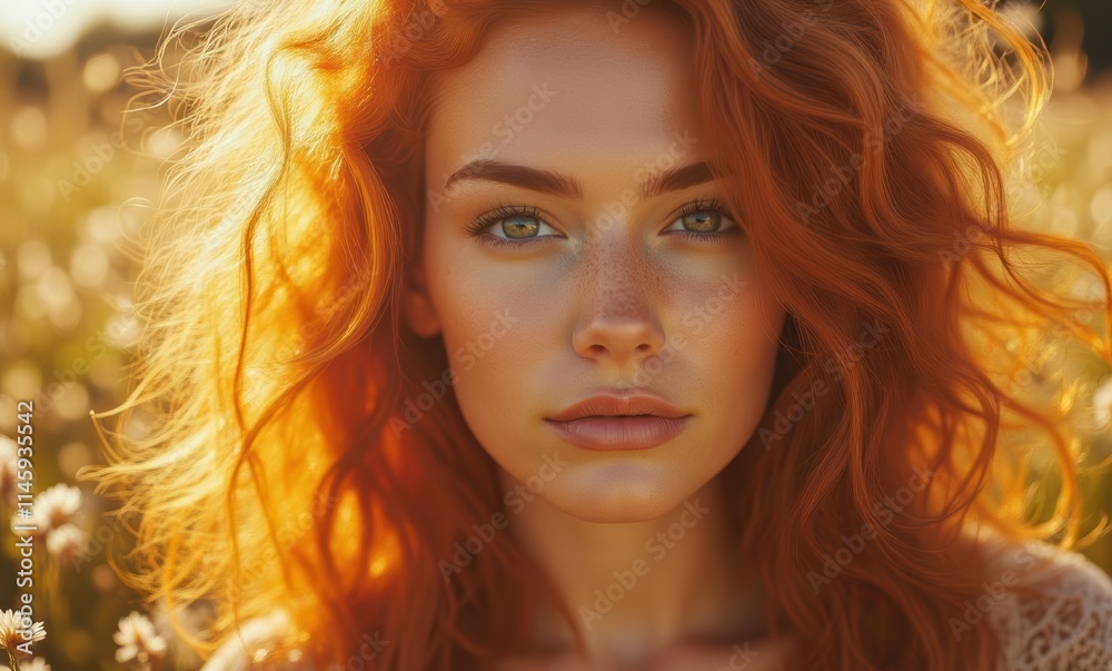 Stunning red-haired woman in sunshine Stunning red-haired woman in sunshine