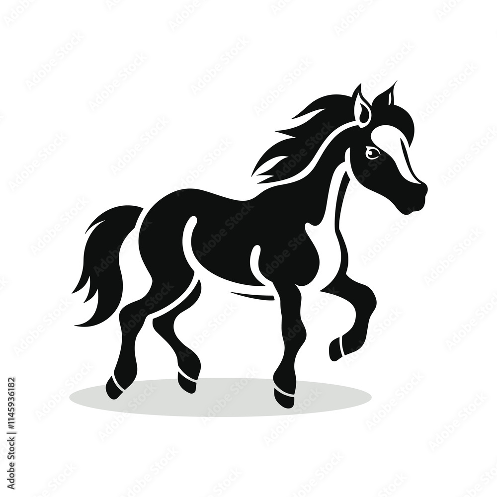 Elegant Silhouette Of A Black And White Horse Vector Illustration Elegant Silhouette Of A Black And White Horse Vector Illustration