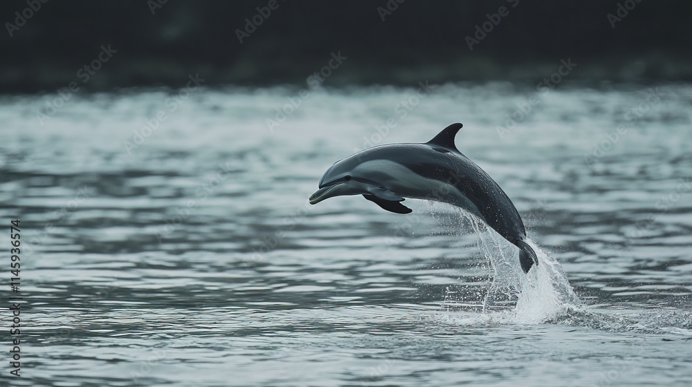 Obraz premium Dolphin jumping out of water, showcasing agility and grace