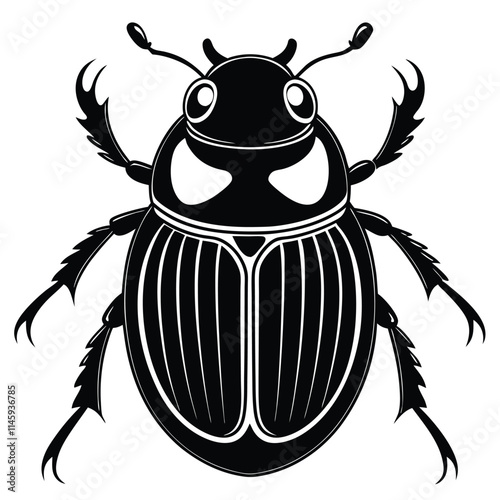 Dung Beetle insect flat vector illustration on a white background