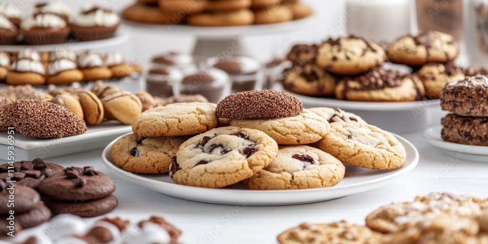 Fresh cookies displayed beautifully on a white surface create an inviting and delicious ambiance. The fresh cookies, with their tempting aroma, make for a delightful treat. Fresh cookies displayed beautifully on a white surface create an inviting and delicious ambiance. The fresh cookies, with their tempting aroma, make for a delightful treat.