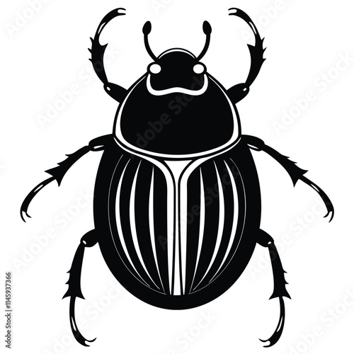 Dung Beetle insect flat vector illustration on a white background