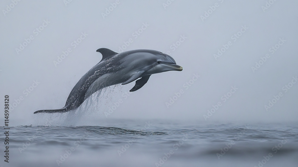 Fototapeta premium bottlenose dolphin leaps gracefully above water surface