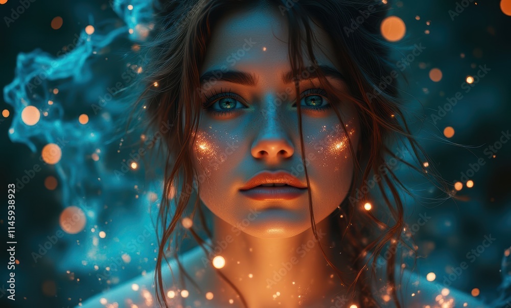Enchanting young woman with sparkling features Enchanting young woman with sparkling features