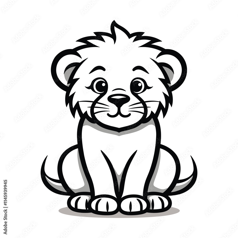 Elegant Silhouette Of A Black And White Lion Vector Illustration Elegant Silhouette Of A Black And White Lion Vector Illustration