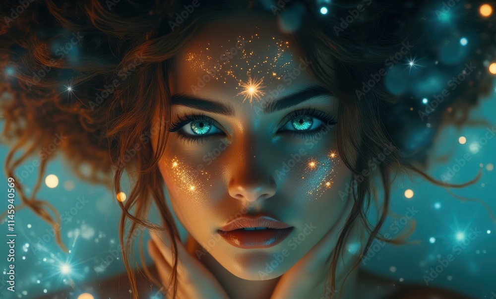 Enchanting woman with luminous features Enchanting woman with luminous features