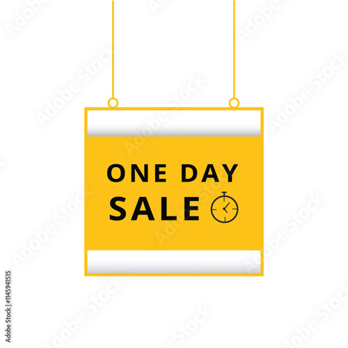 One day sale isolated flat design banner. Announcement vector illustration template.