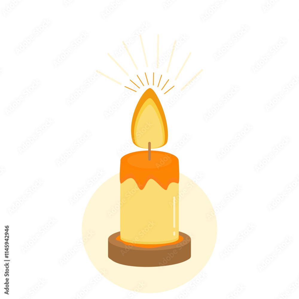 Obraz premium Elegant vector illustration of a candle with a warm flame, symbolizing light, hope, and tranquility