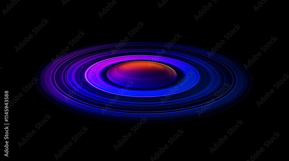 Abstract illustration of Saturn's rings with vibrant purple and blue hues in deep space. Abstract illustration of Saturn's rings with vibrant purple and blue hues in deep space.