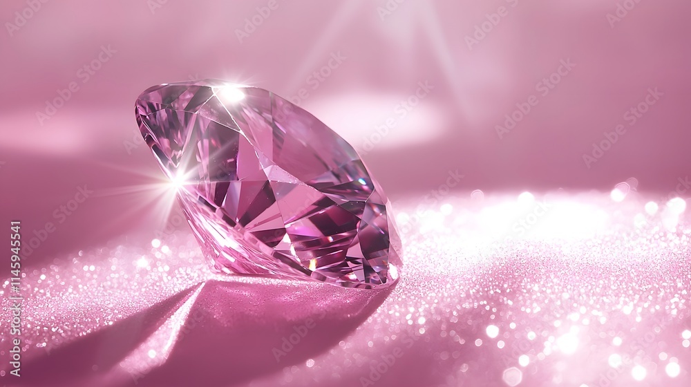 Pink Diamond Glimmering On Pink Glitter Fabric Pink Diamond Glimmering On Pink Glitter Fabric
