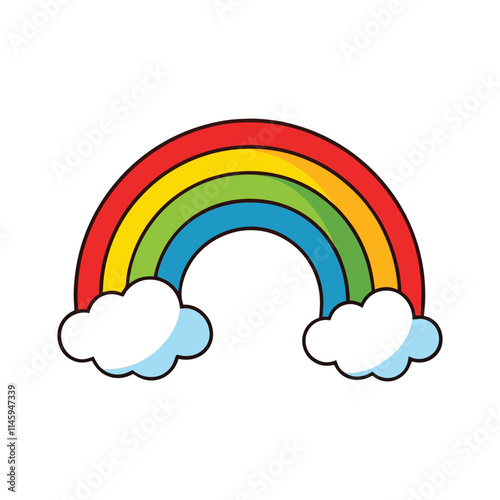 Vibrant Rainbow Illustration with Clouds - Perfect for Kids and Graphic Designs photo