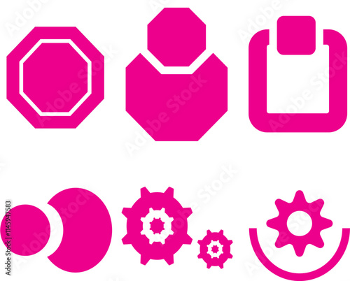 octagonal outline icon set