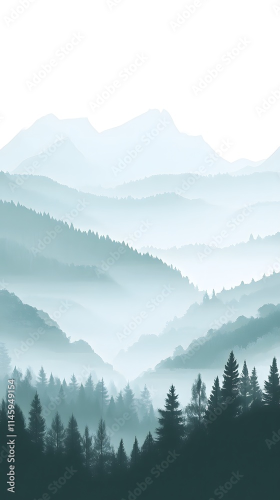 Misty Mountains and a Forest Below the Peaks Misty Mountains and a Forest Below the Peaks