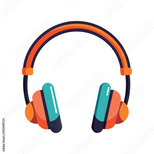 Vibrant Colorful Over-Ear Headphones Vector for Music and Media Designs