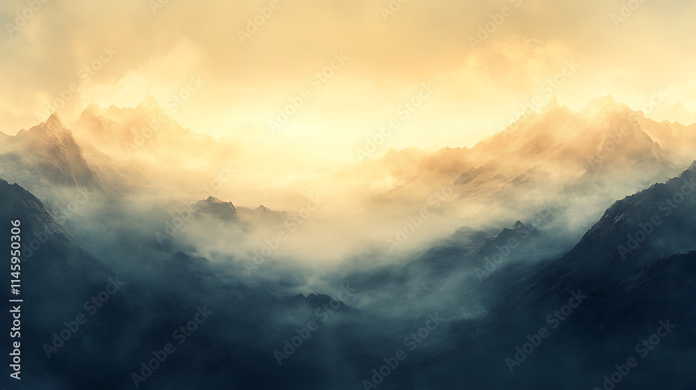 Misty Mountain Majesty: Golden hour bathes a majestic mountain range in ethereal light, shrouded in a mystical veil of fog. A breathtaking panorama of nature's serene beauty. Misty Mountain Majesty: Golden hour bathes a majestic mountain range in ethereal light, shrouded in a mystical veil of fog. A breathtaking panorama of nature's serene beauty.