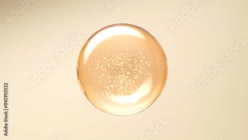 Golden Bubble with Sparkling Glow