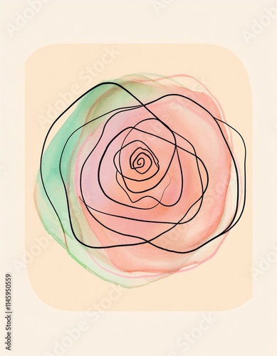 poster abstract modern wall art shape circle round square rose flower Generated image photo