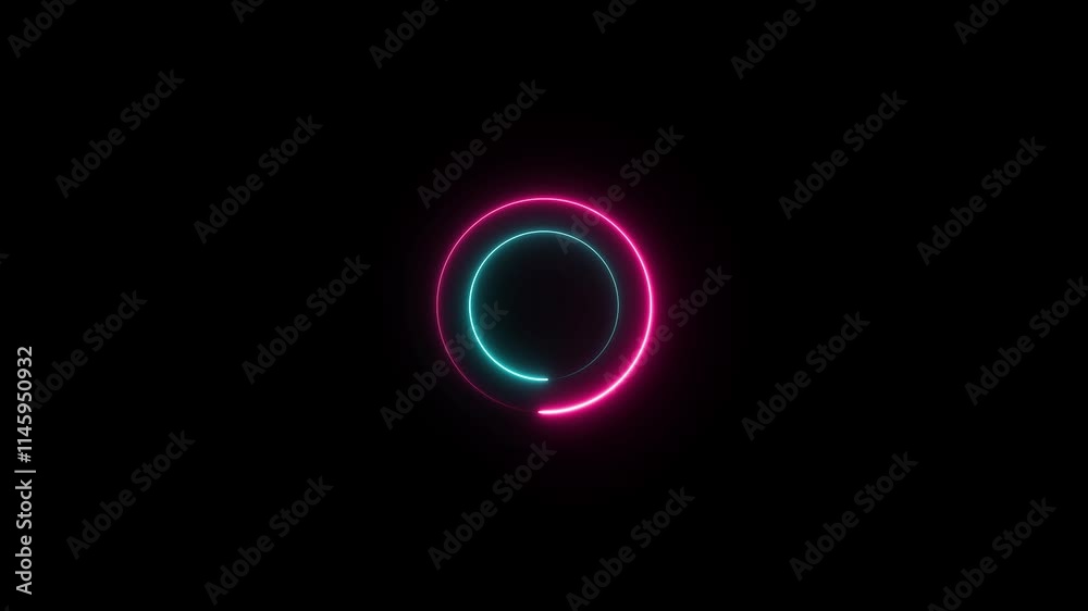 glowing neon circle icon black background 4k animation. glowing neon circle icon black background 4k animation.