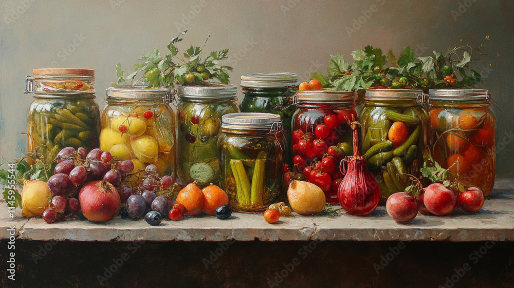 jars of pickled vegetables