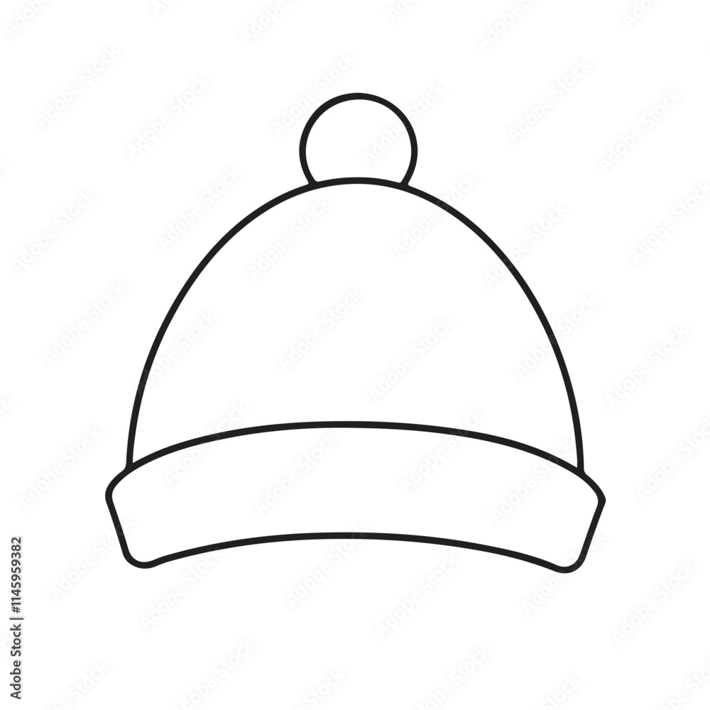 winter cap line art silhouette vector image winter cap line art silhouette vector image