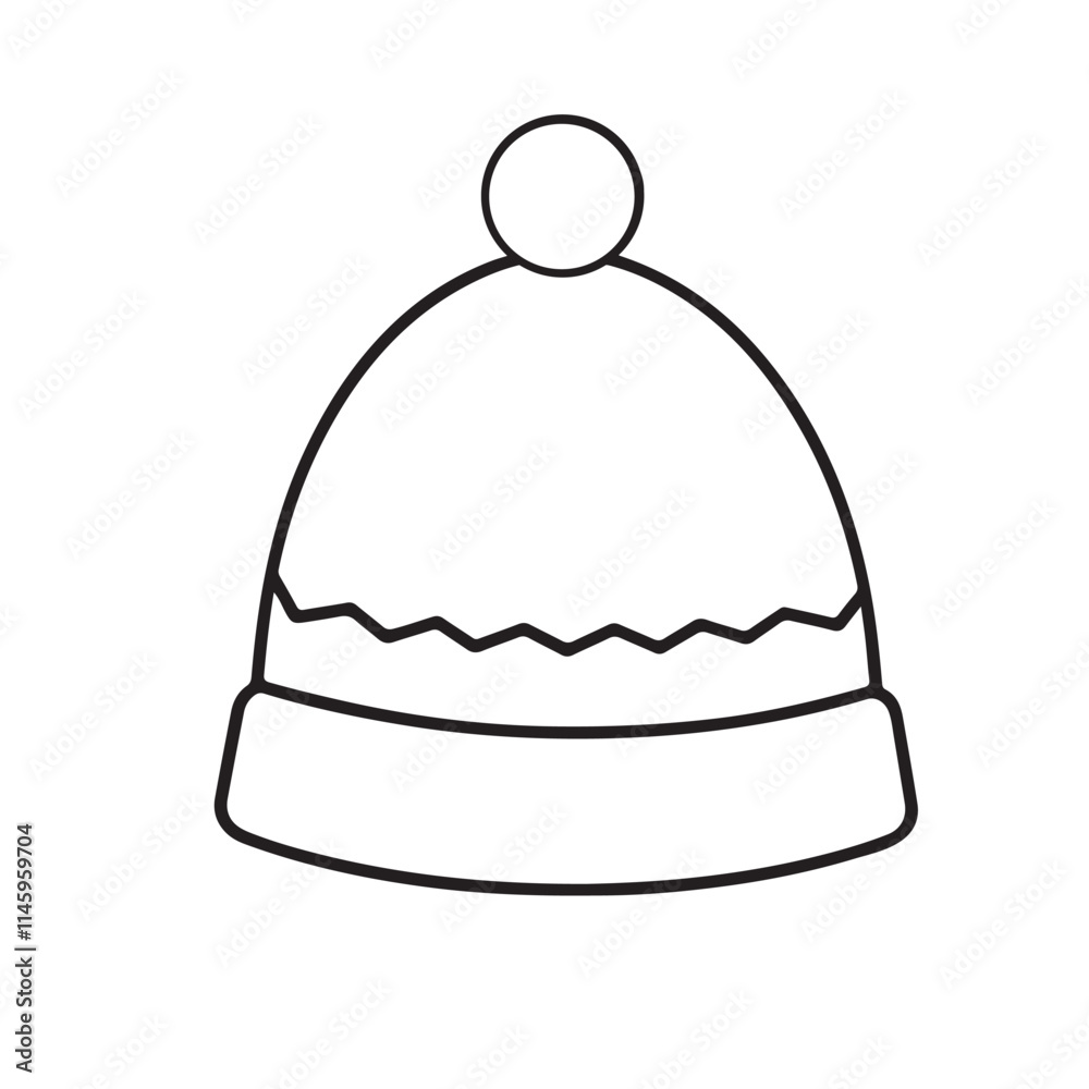 Fototapeta premium winter cap line art silhouette vector image