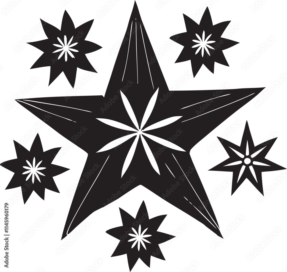 Obraz premium silhouette Star symbol set Black graphic elements collection vector icons 