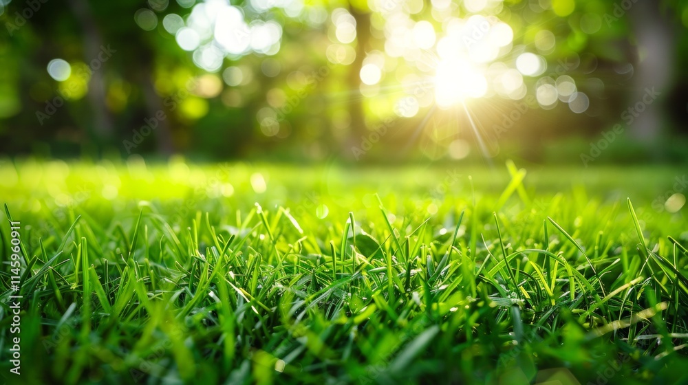 Green grass with sunlight in a natural outdoor setting Green grass with sunlight in a natural outdoor setting