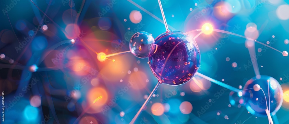 Innovative science and medical background featuring dynamic molecules and atom structures in a futuristic design. Innovative science and medical background featuring dynamic molecules and atom structures in a futuristic design.
