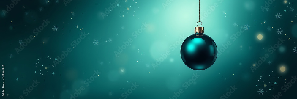 Beautiful Christmas Balls Banner with Text Space on Green Abstract Background, Christmas background copy space, green copy space background, abstract background Beautiful Christmas Balls Banner with Text Space on Green Abstract Background, Christmas background copy space, green copy space background, abstract background