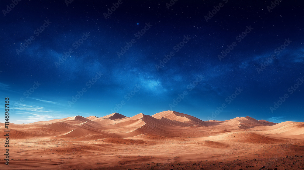 Fototapeta premium Stunning desert landscape under starry night sky