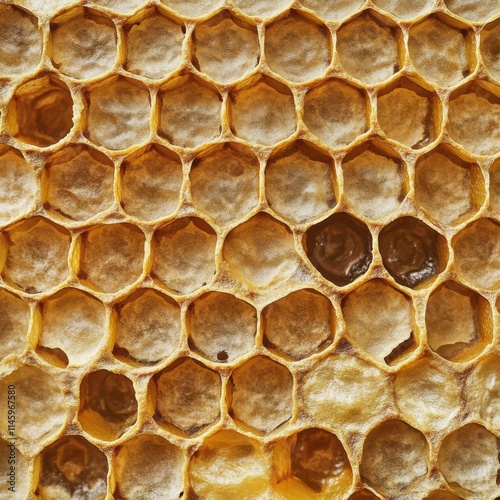 Honeycomb structure reveals intricate design of bee activity and natural architecture in a beehive photo