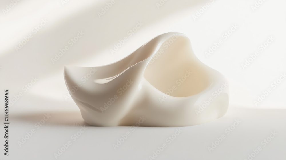 Elegant Curved Sculpture Made from Smooth White Material Showcasing Modern Design Aesthetic and Minimalist Style in Soft Lighting Elegant Curved Sculpture Made from Smooth White Material Showcasing Modern Design Aesthetic and Minimalist Style in Soft Lighting