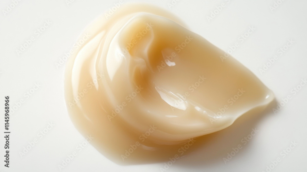 A Smooth and Glossy Cream Texture Spread on a White Surface, Ideal for Cosmetic, Personal Care, and Product Use in Advertising or Digital Media A Smooth and Glossy Cream Texture Spread on a White Surface, Ideal for Cosmetic, Personal Care, and Product Use in Advertising or Digital Media