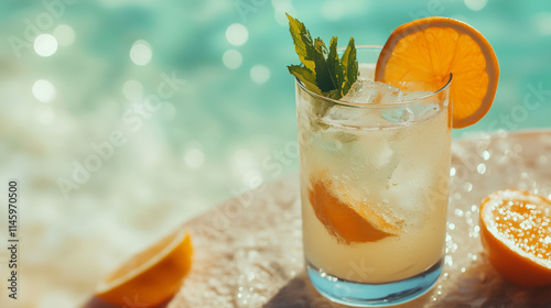 fresh cocktail served on the beach