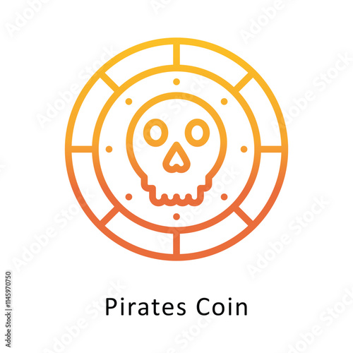 Pirates Coin  Vector Gradient icon. Eps 10 File 