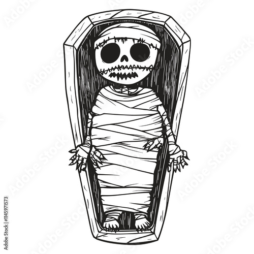 Elegant Silhouette Of A Black Abd White Mummy Vector Illustration