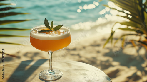 fresh cocktail served on the beach