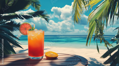 fresh cocktail served on the beach