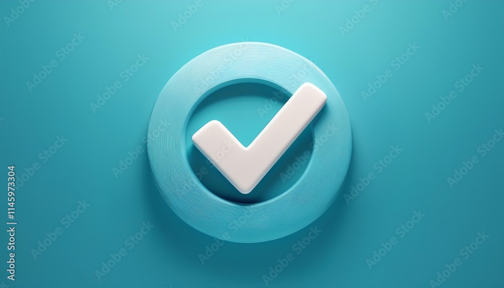 A stylized checkmark inside a circular outline, set against a vibrant turquoise background, symbolizing approval and completion. A stylized checkmark inside a circular outline, set against a vibrant turquoise background, symbolizing approval and completion.