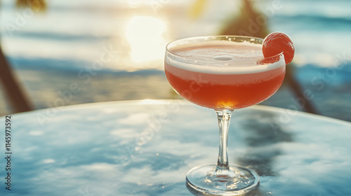 fresh cocktail served on the beach