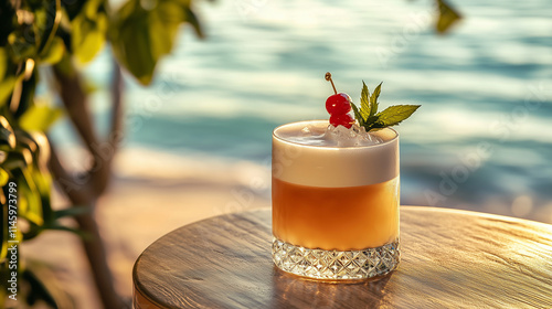 fresh cocktail served on the beach