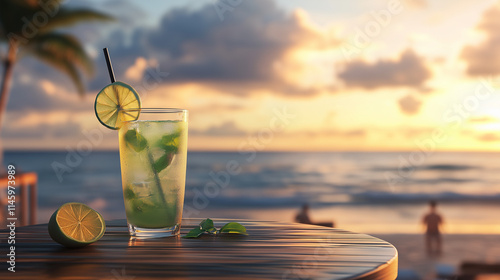 fresh cocktail served on the beach