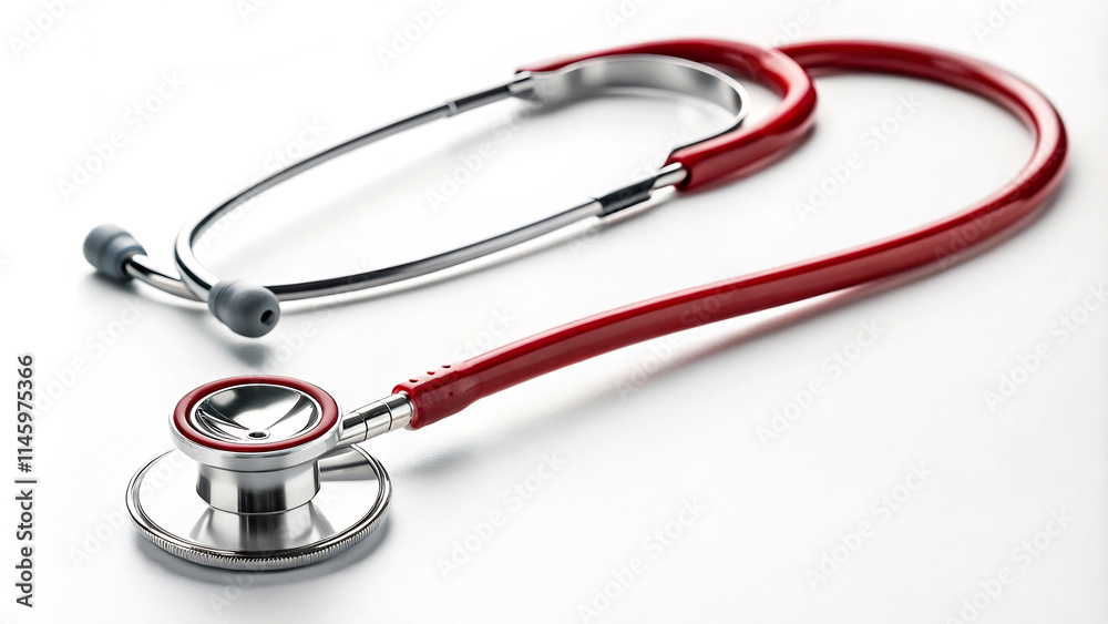 Stethoscope on white and red background with medical and healthcare tags2 Stethoscope on white and red background with medical and healthcare tags2