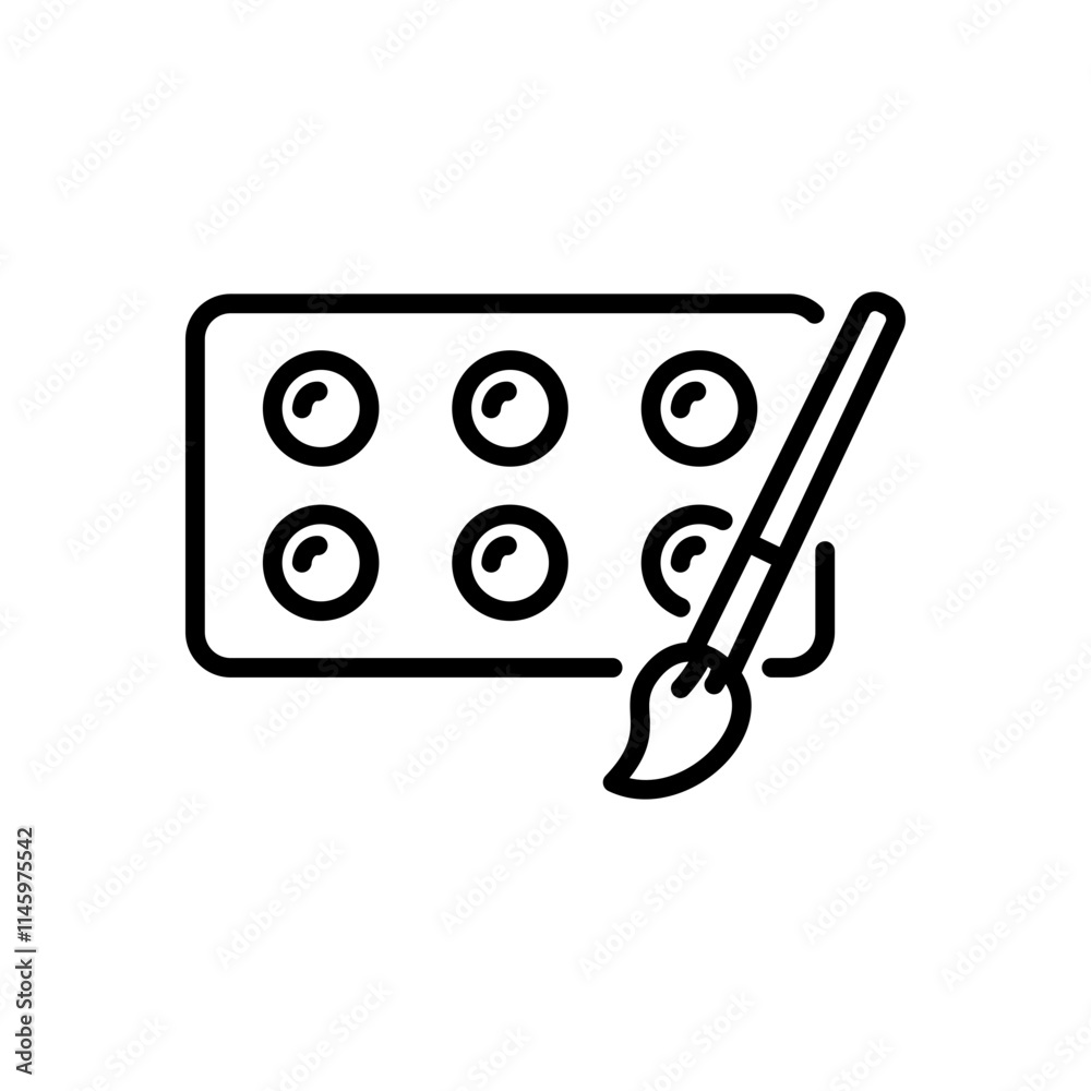 palette and brush vector icon, line style icon palette and brush vector icon, line style icon