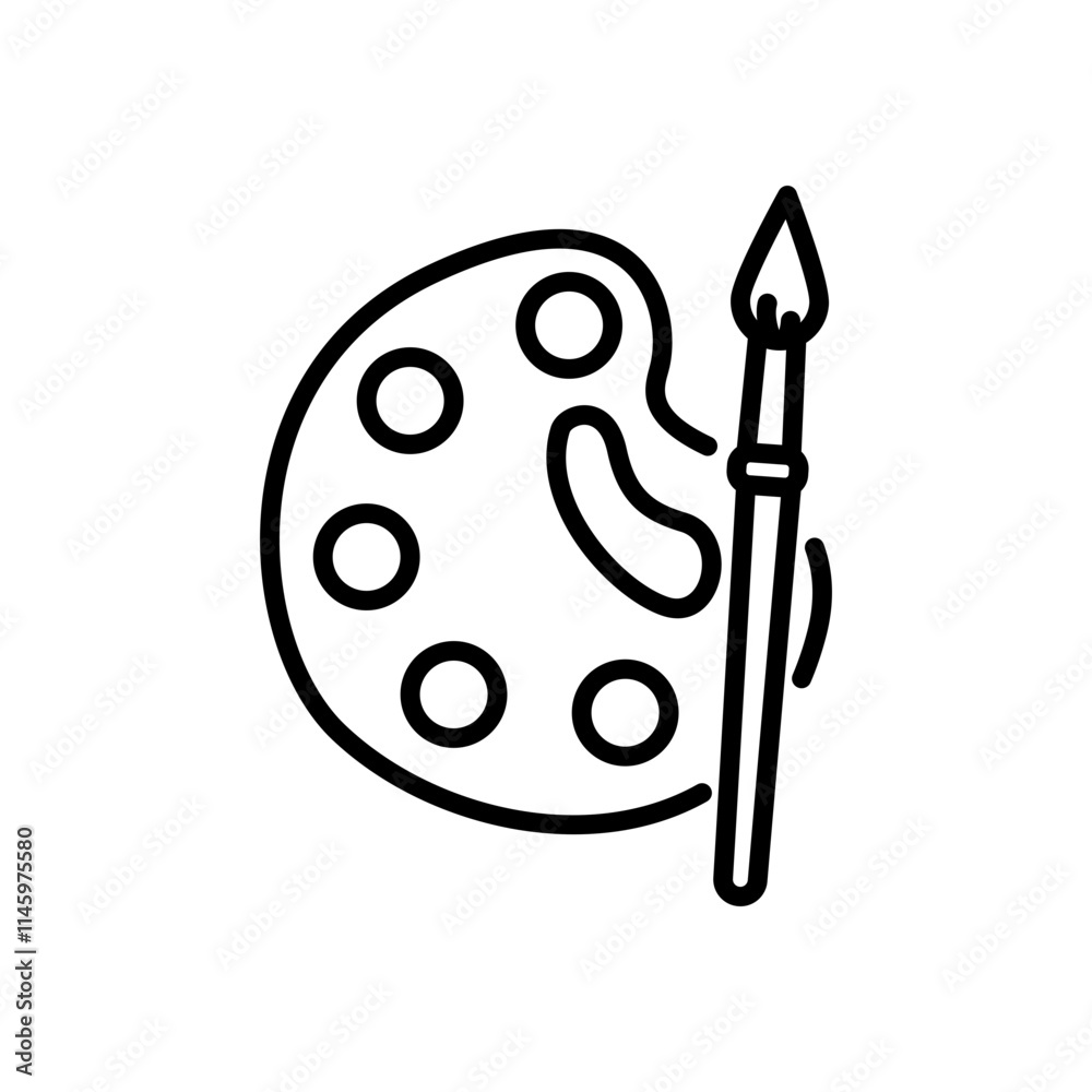 palette and brush vector icon, line style icon palette and brush vector icon, line style icon