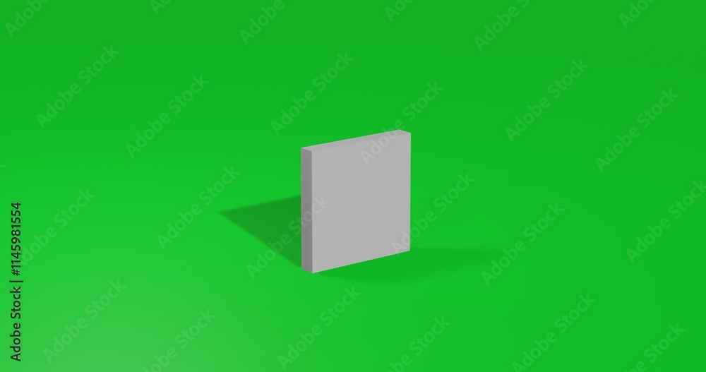 Isolated realistic white rectangle front view with shadow. 3d illustration on green chroma key background Isolated realistic white rectangle front view with shadow. 3d illustration on green chroma key background